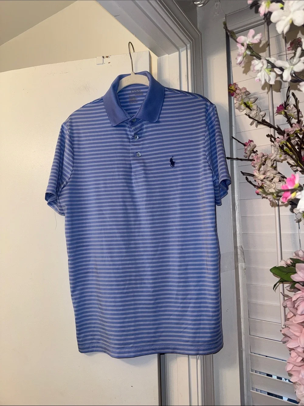 Polo by Ralph Lauren Light Blue and White Striped Polo Shirt